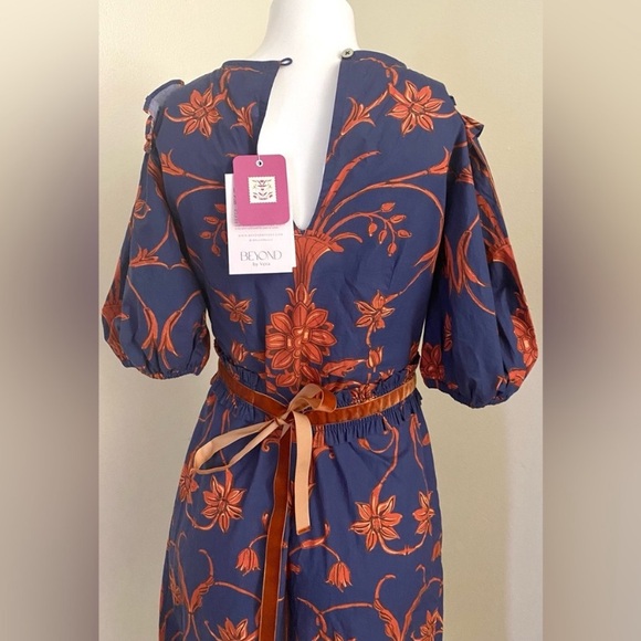 NWT Beyond by Vera Floral Blue gorgeous ruffle midi dress.
100% cotton. - Picture 7 of 10